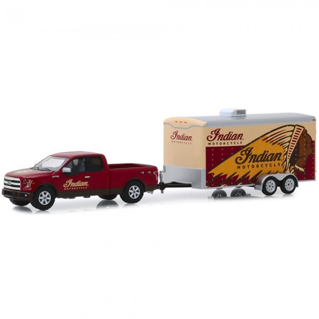 Carro Greenlight Hitch & Tow - Ford F-150 2017 Enclosed Car Hauler - Escala 1/64 (32180-c)