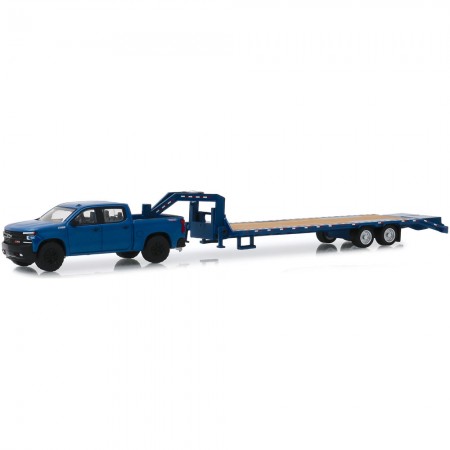 Carro Greenlight Hitch & Tow - Chevrolet Silverado 2019 And Gooseneck Trailer - Escala 1/64 (32180-d)