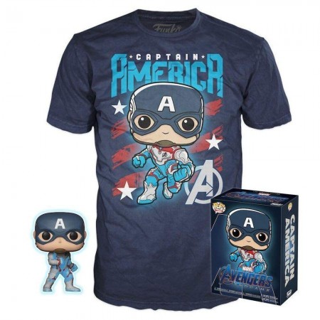 Box Funko Pop Tees Marvel Avengers Endgame - Captain America Glow + Camiseta