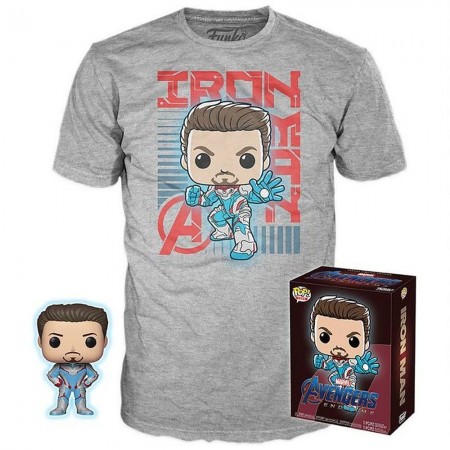 Box Funko Pop Tees Marvel Avengers Endgame - Iron Man (tony Stark) Glow + Camiseta