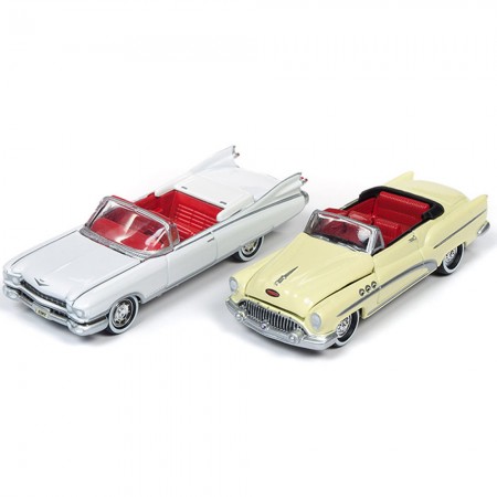 Carros Johnny Lightning 50's & Fins - Buick Super Convertible 1953 & Cadillac Eldorado Convertible 1959 - Escala 1/64 (jlpk008)