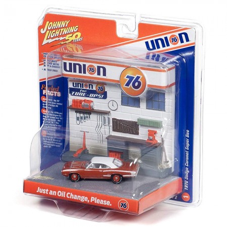 Carro e Cenrio Johnny Lightning Union 76 - Dodge Coronet Super Bee 1970 - Escala 1/64 (jldr007)
