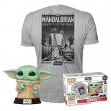 BUNDLE FUNKO POP STAR WARS THE MANDALORIAN: GROGU + CAMISETA TEES - TAMANHO S (63621)