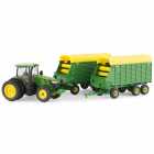 Trator Tomy Ertl - John Deere 7290r With 2 Forage Wagons - Escala 1/64