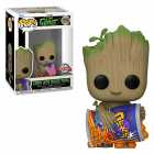 FUNKO POP MARVEL I AM GROOT EXCLUSIVE - GROOT WITH CHEESE PUFFS 1196 (FLOCKED)