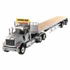 CAMINHO DIECAST MASTERS - INTERNATIONAL HX520 TANDEM TRACTOR FLAT BED TRAILER CINZA - ESCALA 1/50 (71041)