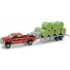 Caminhonete Ertl Dodge Ram Pickup With Trailer And Bales - Vermelha 14855