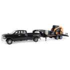 Caminhonete Ertl Big Farm - Dodge Ram 3500 Quad Cab Pickup With Case Skid Steer Playset Black 46614 - Escala 1/16