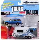 Carro Johnny Lightning Truck And Trailer - Chevy Tahoe Blue Jlbt007b - Ano 1997 - Escala 1/64
