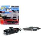 Carro Johnny Lightning Truck And Trailer - Chevy  Pickup Black Jlbt007b - Ano 1950 - Escala 1/64