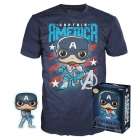 Box Funko Pop Tees Marvel Avengers Endgame - Captain America Glow + Camiseta