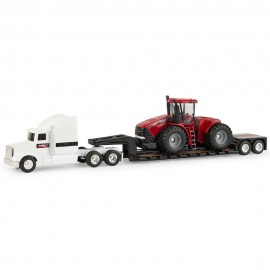 Caminho e Trator Ertl Case Ih - Semi With Steiger 500 Tractor And Low Boy Trailer - Escala 1/64